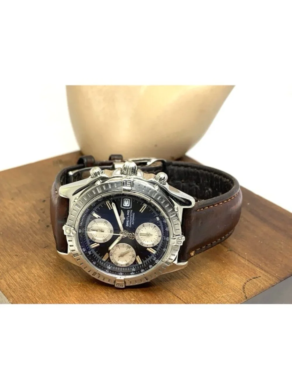 Breitling Men's Watch A13352 Swiss Automatic Chronograph Black Dial Leather 40mm